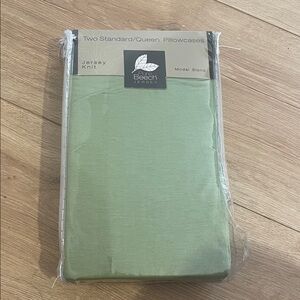 Pure Beech Jersey two standard/Queen Green Pillowcases - Set of 2